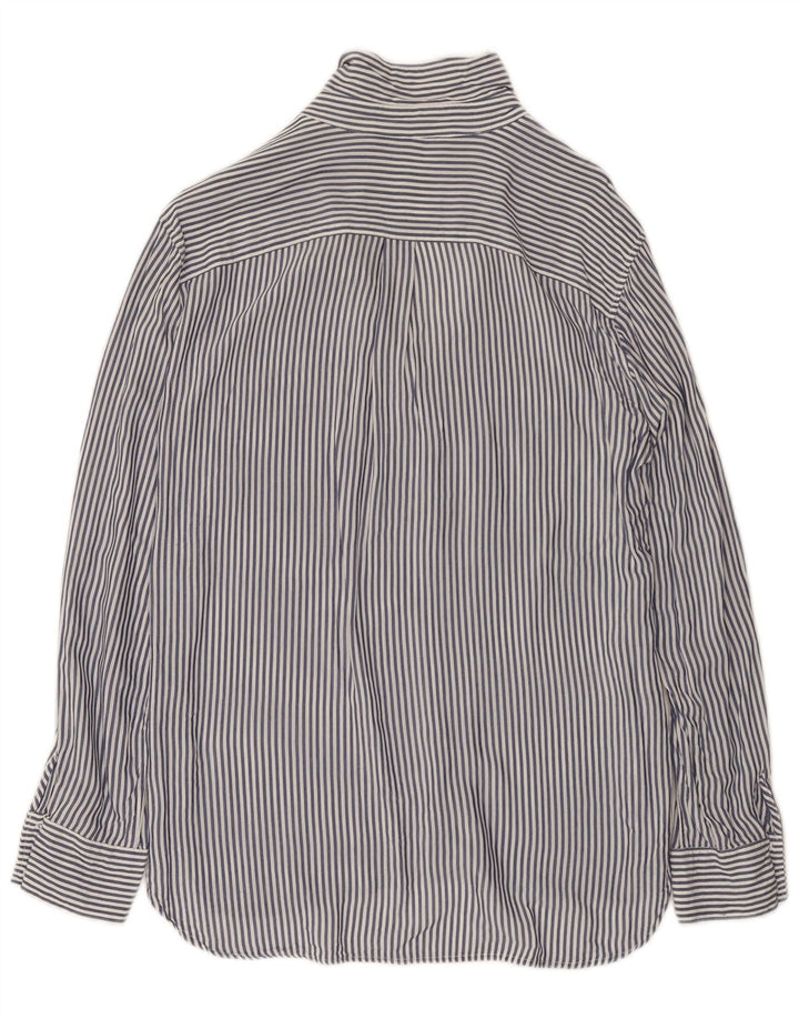Zara Camisa Mujer UK 40 Mediano Azul Marino Rayas Pintadas
