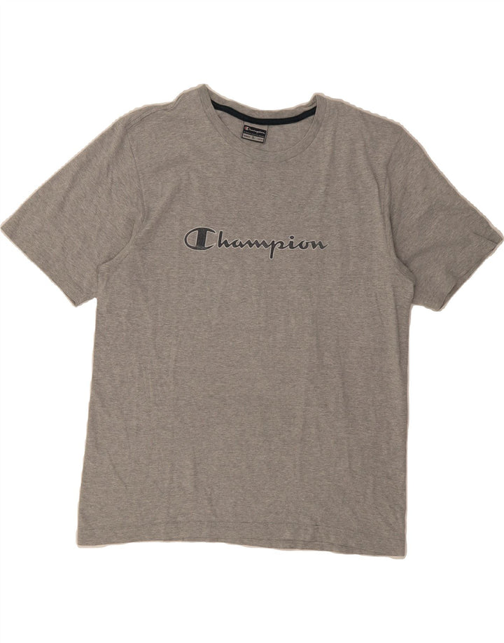 CHAMPION Mens Graphic T-Shirt Top Large Grey Cotton Vintage Champion and Second-Hand Champion from Messina Hembry 