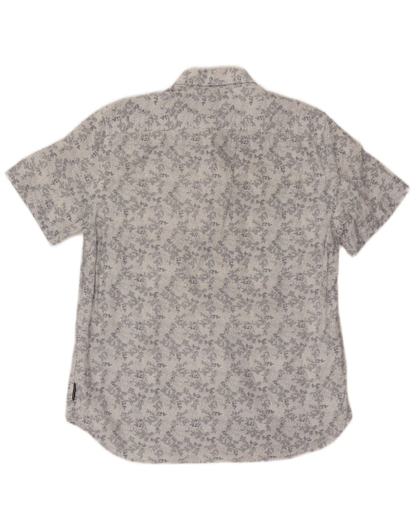 French Connection Camisa de manga corta para hombre de algodón floral blanco grande