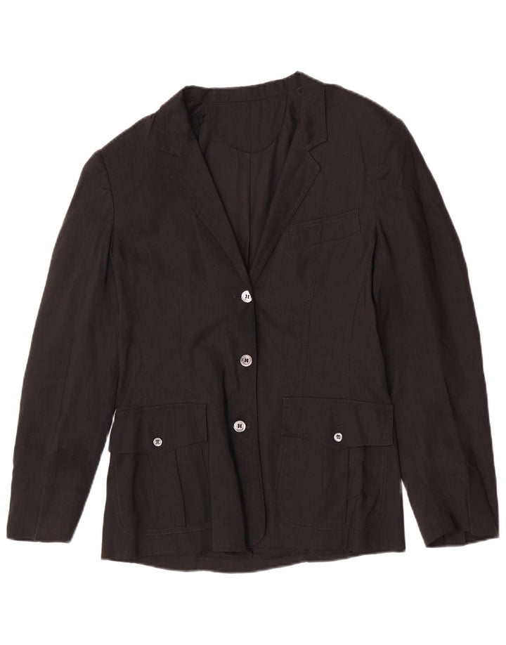 Penny Black Chaqueta tipo blazer de 3 botones para mujer UK 12 Medium Black Linen