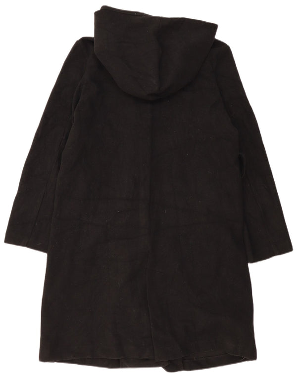 ZARA Mujer Abrigo oversize con capucha UK 6 XS Negro