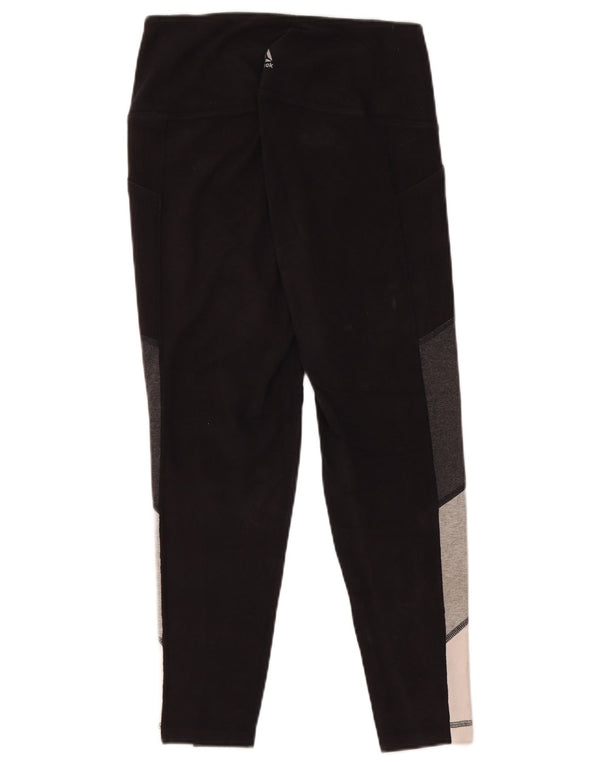 REEBOK Leggings para mujer UK 10 Small Negro Colorblock Algodón