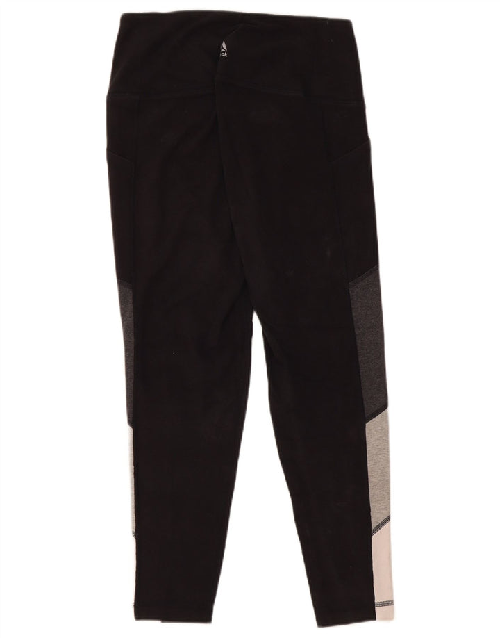 REEBOK Leggings para mujer UK 10 Small Negro Colorblock Algodón