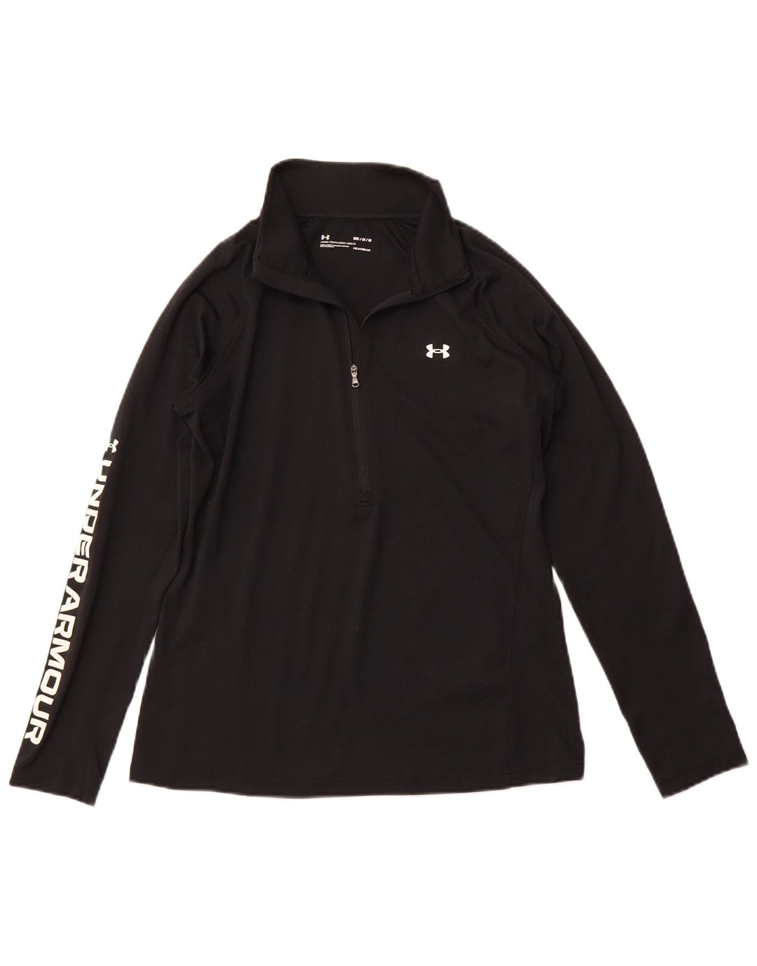 UNDER ARMOUR Top gráfico con cuello y cremallera para mujer, manga larga, UK 44, mediano, negro