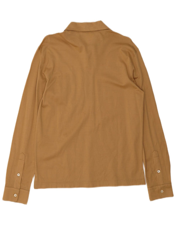 Polo vintage de manga larga para hombre beige medio