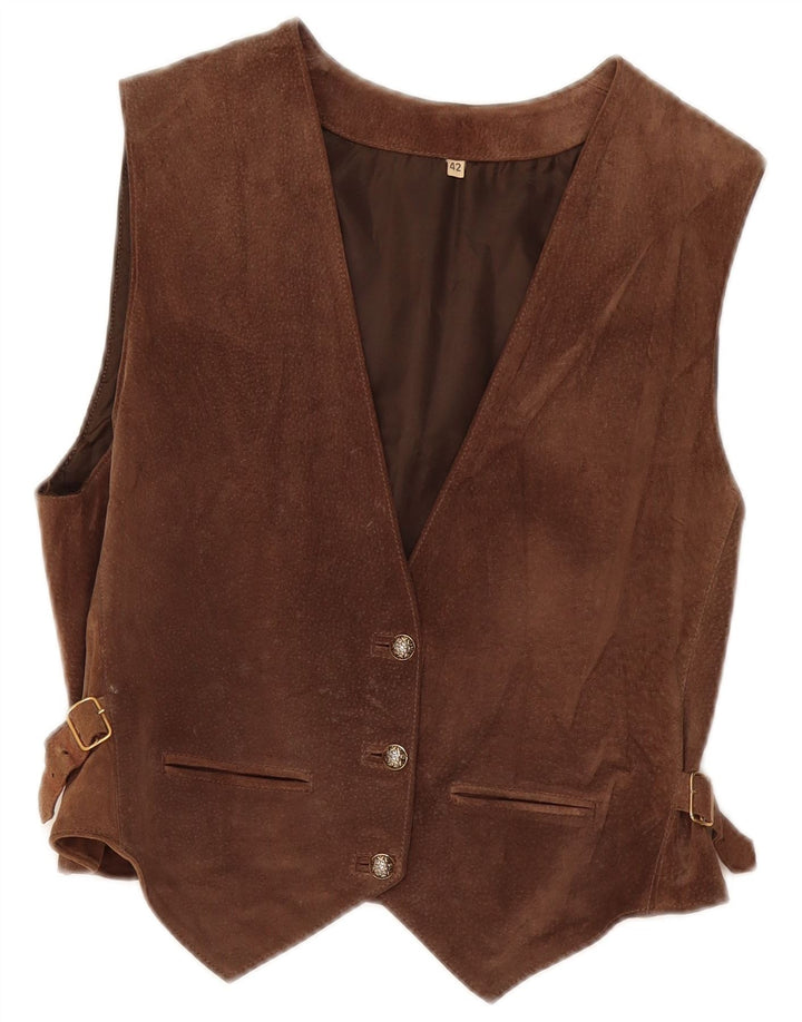 Chaleco de ante vintage para mujer IT 42 Marrón medio