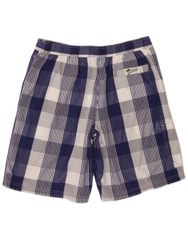 Marks & Spencer Hombre Blue Harbor Bañador Corto De Algodón A Cuadros Azul Grande