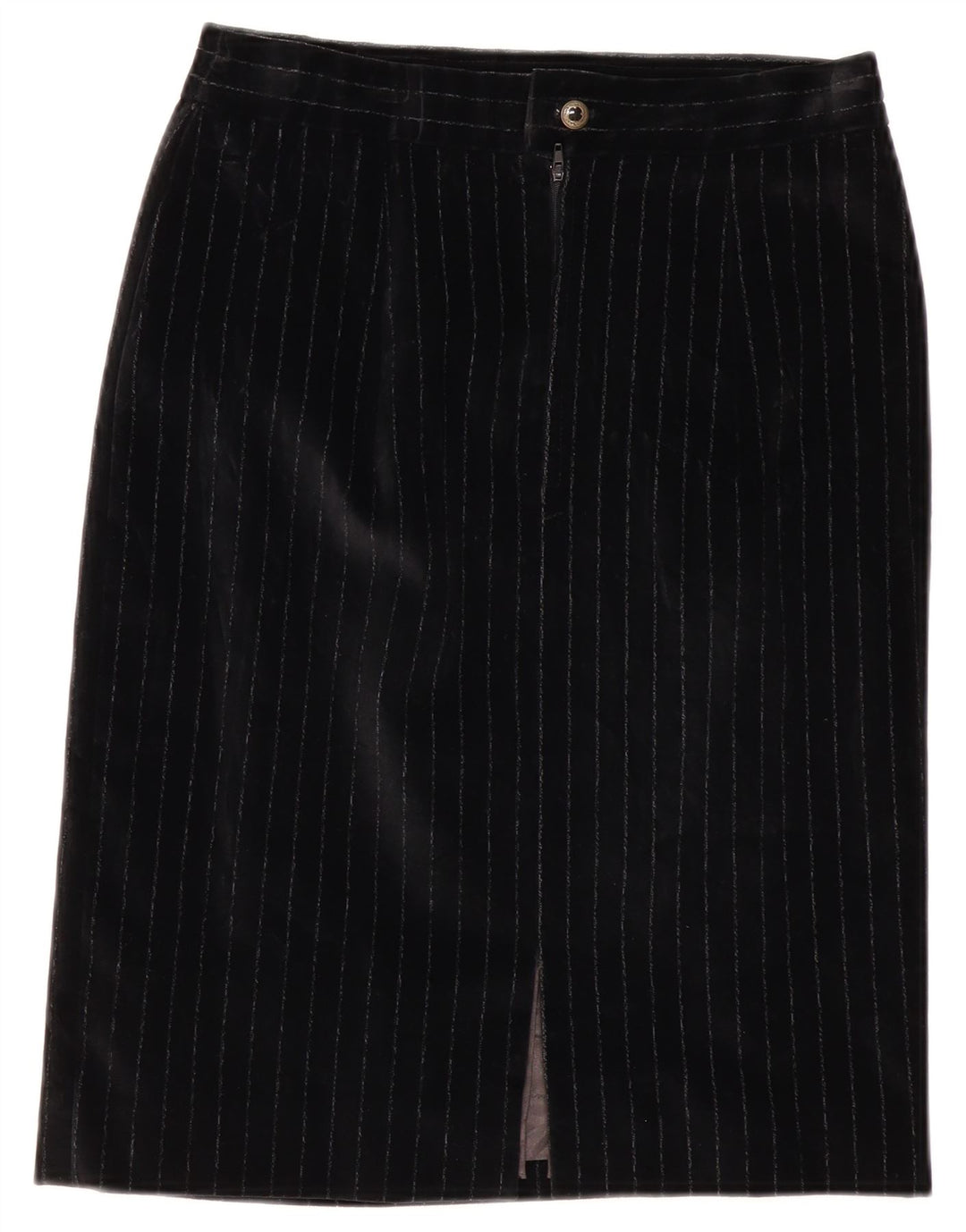 VINTAGE Mujer 5 Botones 2 Piezas Falda Set UK 12 Medio W28 Negro