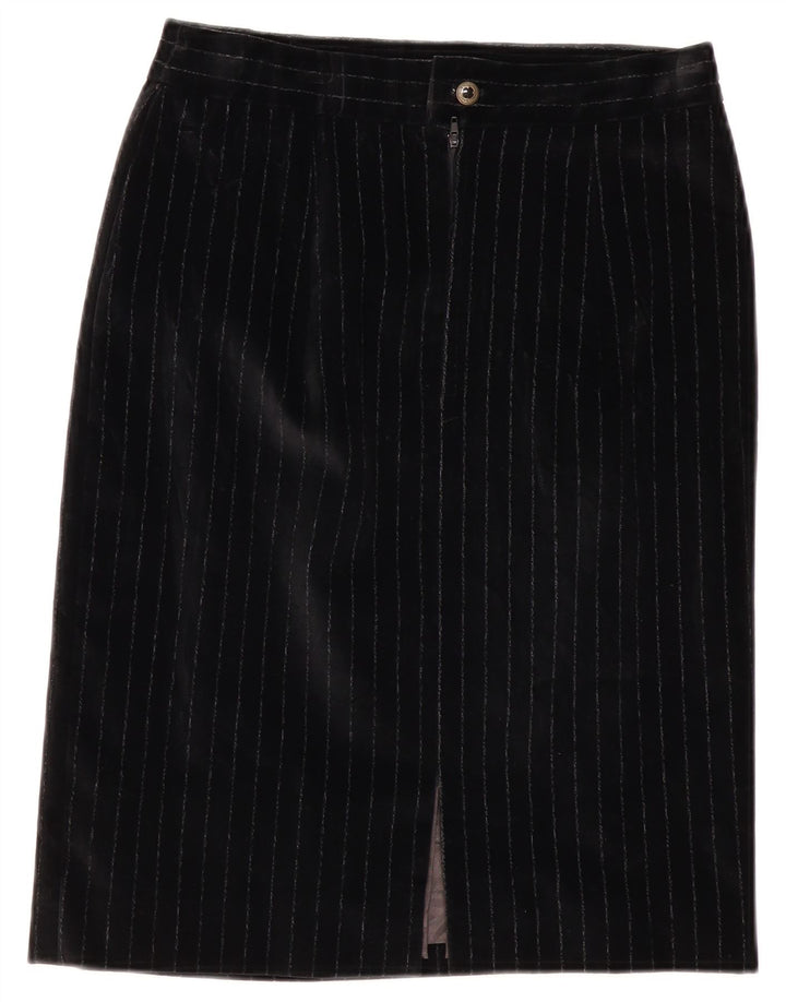 VINTAGE Mujer 5 Botones 2 Piezas Falda Set UK 12 Medio W28 Negro