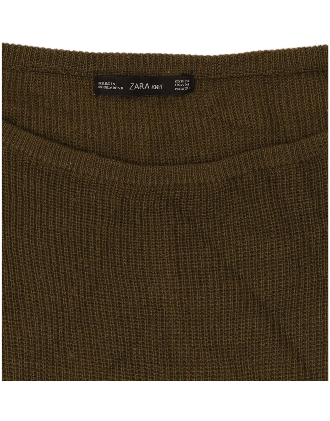 Zara Jersey con cuello barco para mujer, talla 40, color caqui mediano