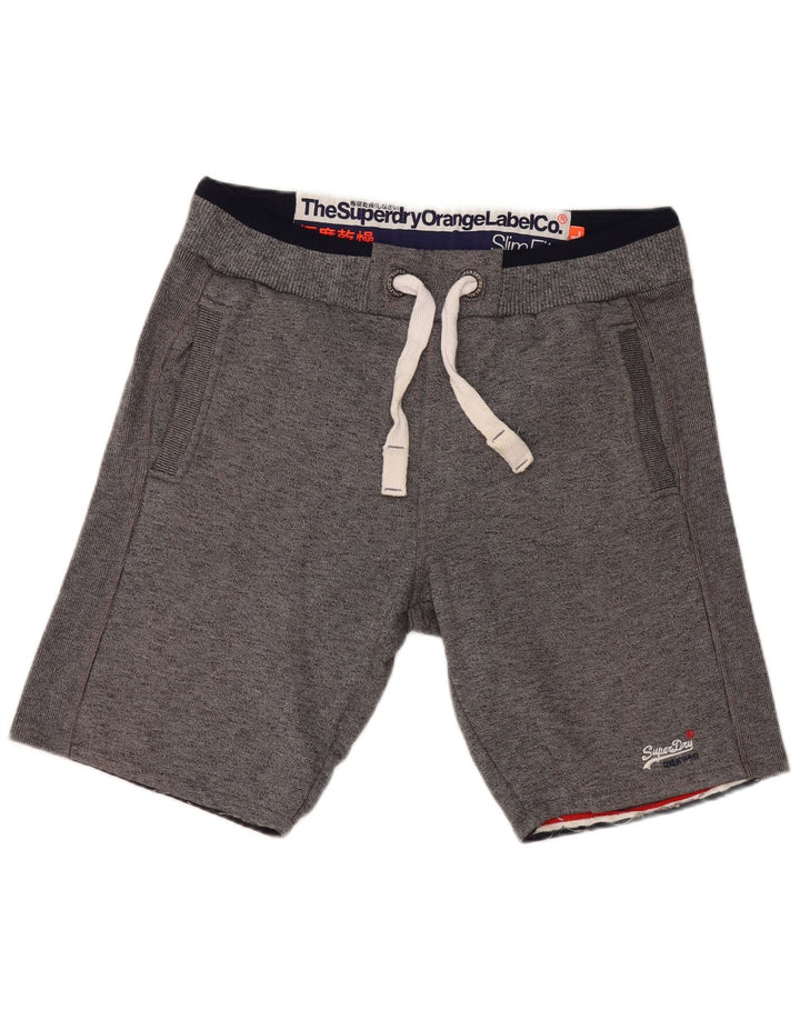 SUPERDRY Pantalones cortos deportivos ajustados para hombre de algodón gris grande