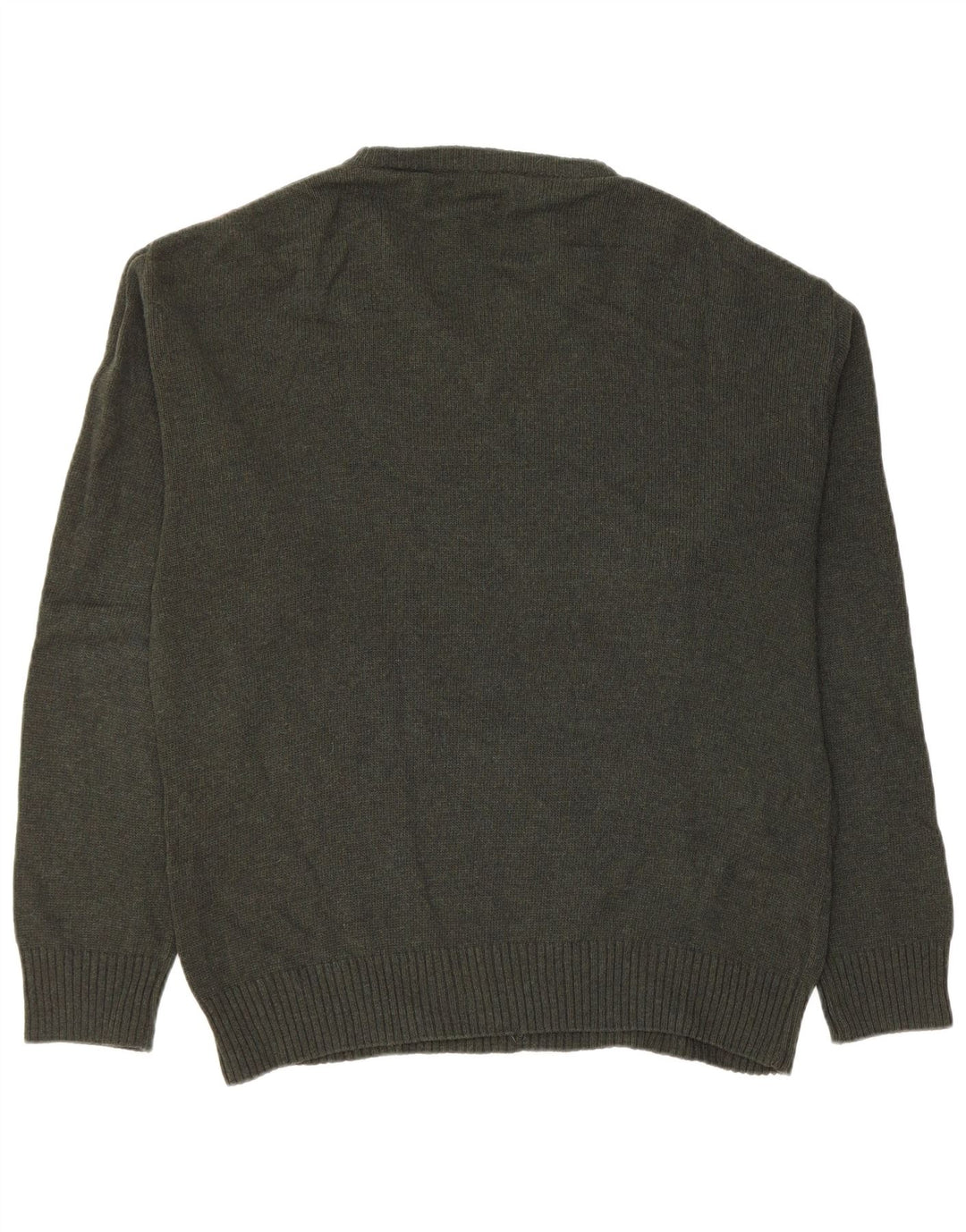 VINTAGE Hombres V-Cuello Jumper Suéter Medio Verde Argyle/Diamond Nueva Lana