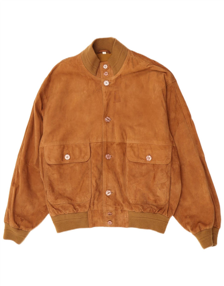 Vintage hombres ante bomber chaqueta IT 52 XL cuero marrón