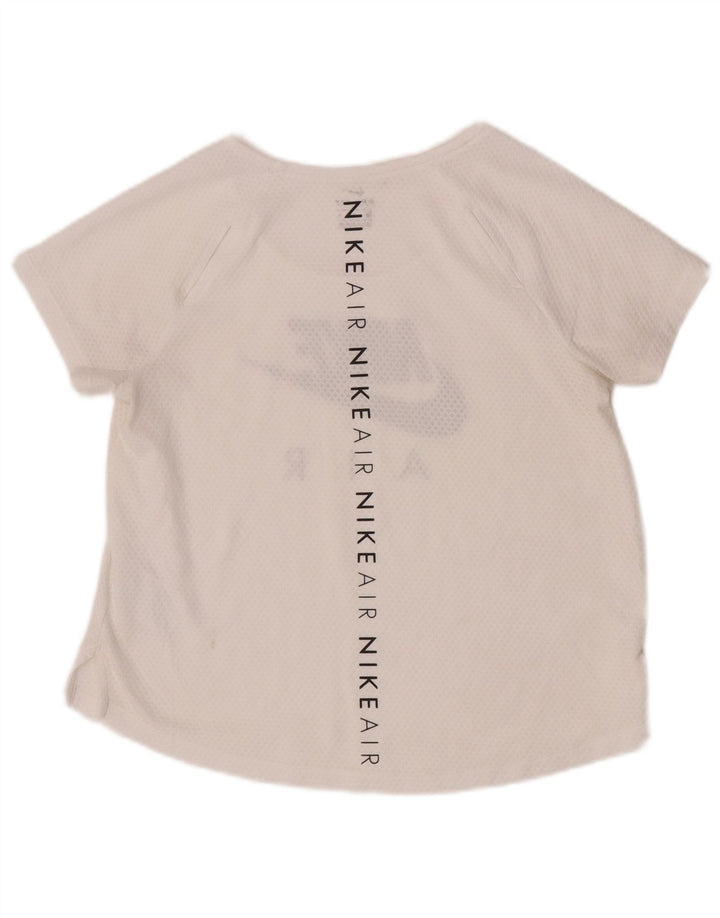 Nike Dri Fit Graphic Camiseta para Mujer UK 14 Medium Off White Poliéster