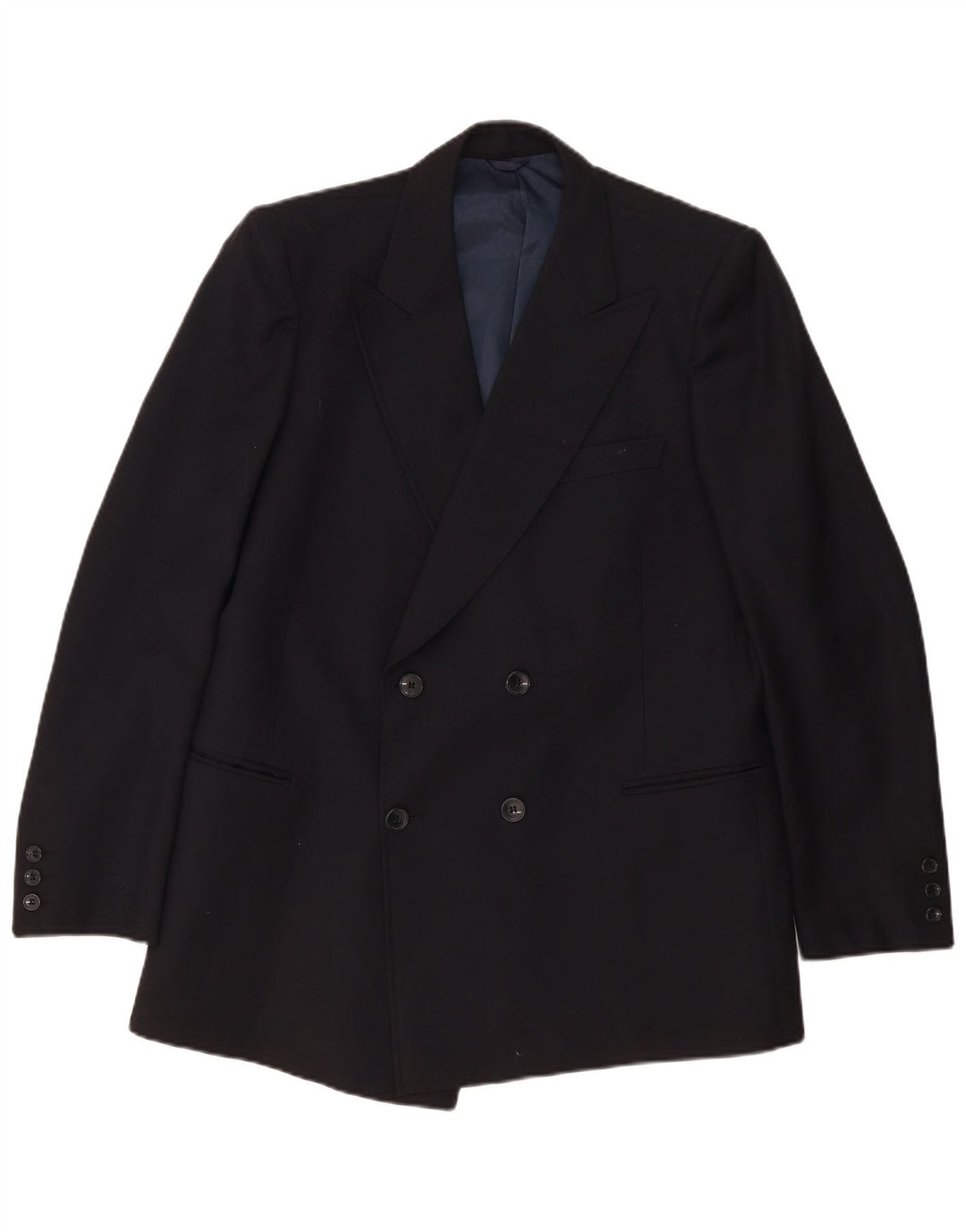Vintage hombres doble pecho Blazer chaqueta Reino Unido 38 medio negro