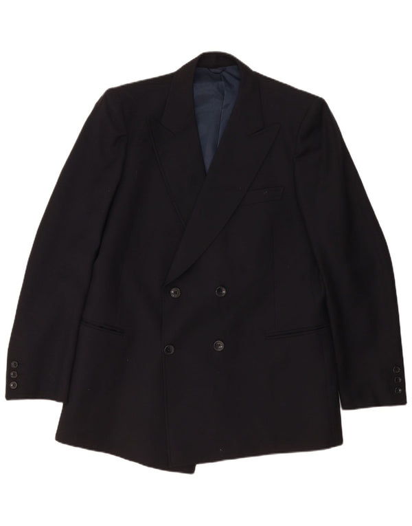 Vintage hombres doble pecho Blazer chaqueta Reino Unido 38 medio negro