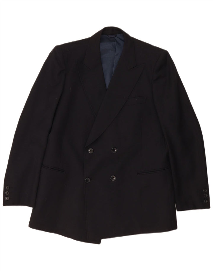 Vintage hombres doble pecho Blazer chaqueta Reino Unido 38 medio negro
