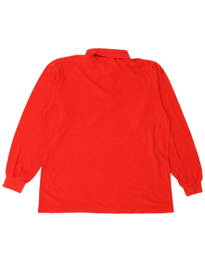 LACOSTE Polo de manga larga para hombre talla 5 grande algodón rojo