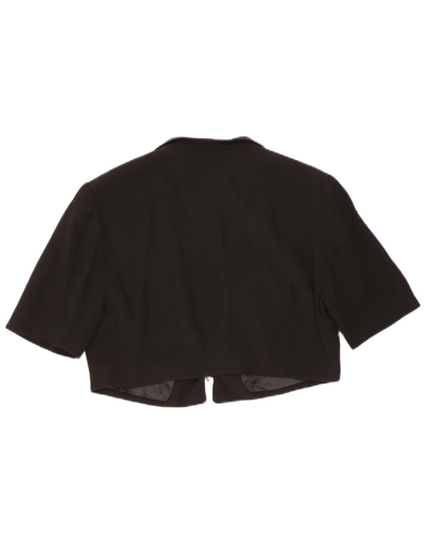 Vintage mujer manga corta Bolero chaqueta Reino Unido 14 medio negro
