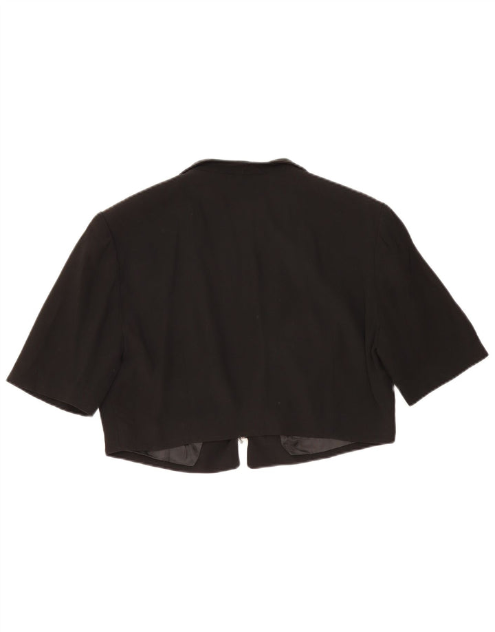 Vintage mujer manga corta Bolero chaqueta Reino Unido 14 medio negro