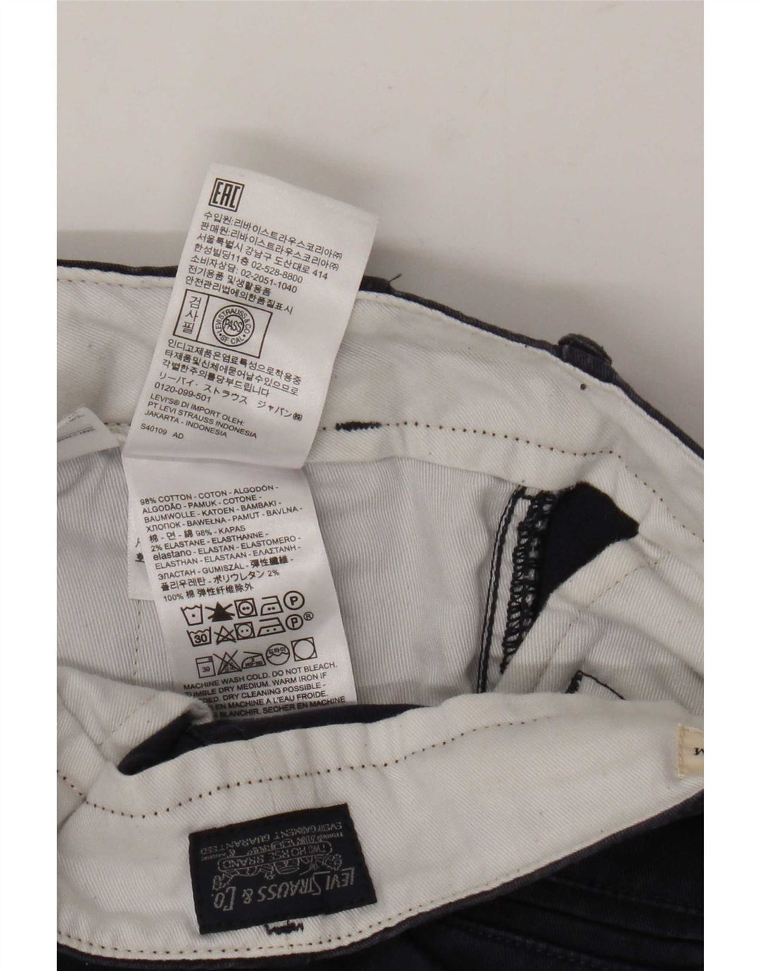 Levi's Pantalones cortos chinos para hombre W34 Large Algodón azul marino