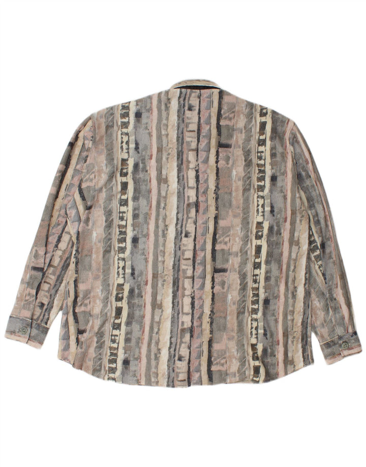 Vintage hombres polar camisa grande gris geométrico