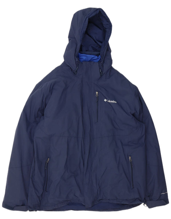 Columbia Chaqueta cortavientos con capucha Omni-Tech para hombre UK 44 2XL Nylon azul marino