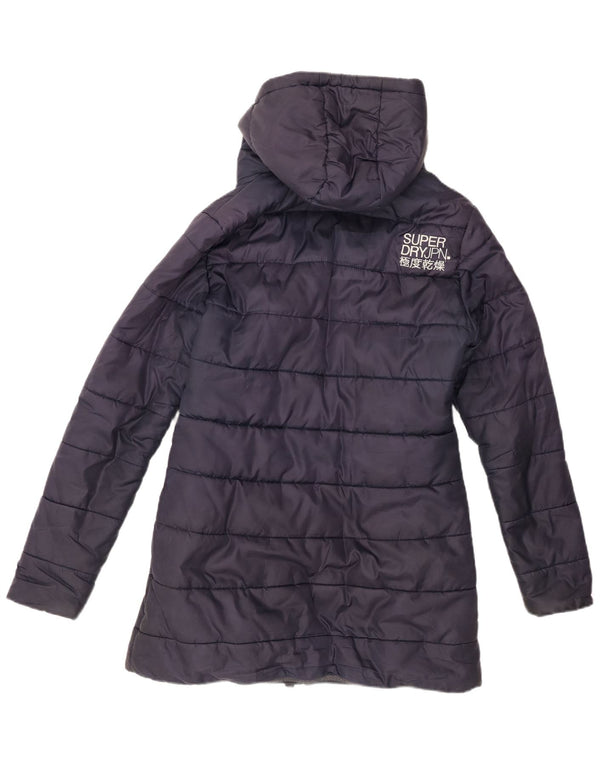 Superdry Abrigo acolchado con capucha y gráfico para mujer UK 44 Medium Azul marino Invierno