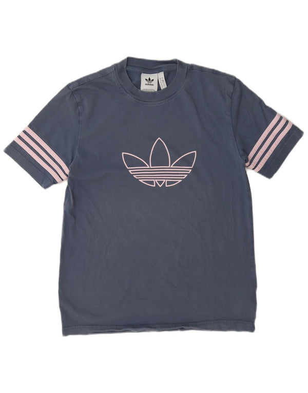 Adidas Camiseta gráfica para mujer Top UK 10 Small Blue Cotton