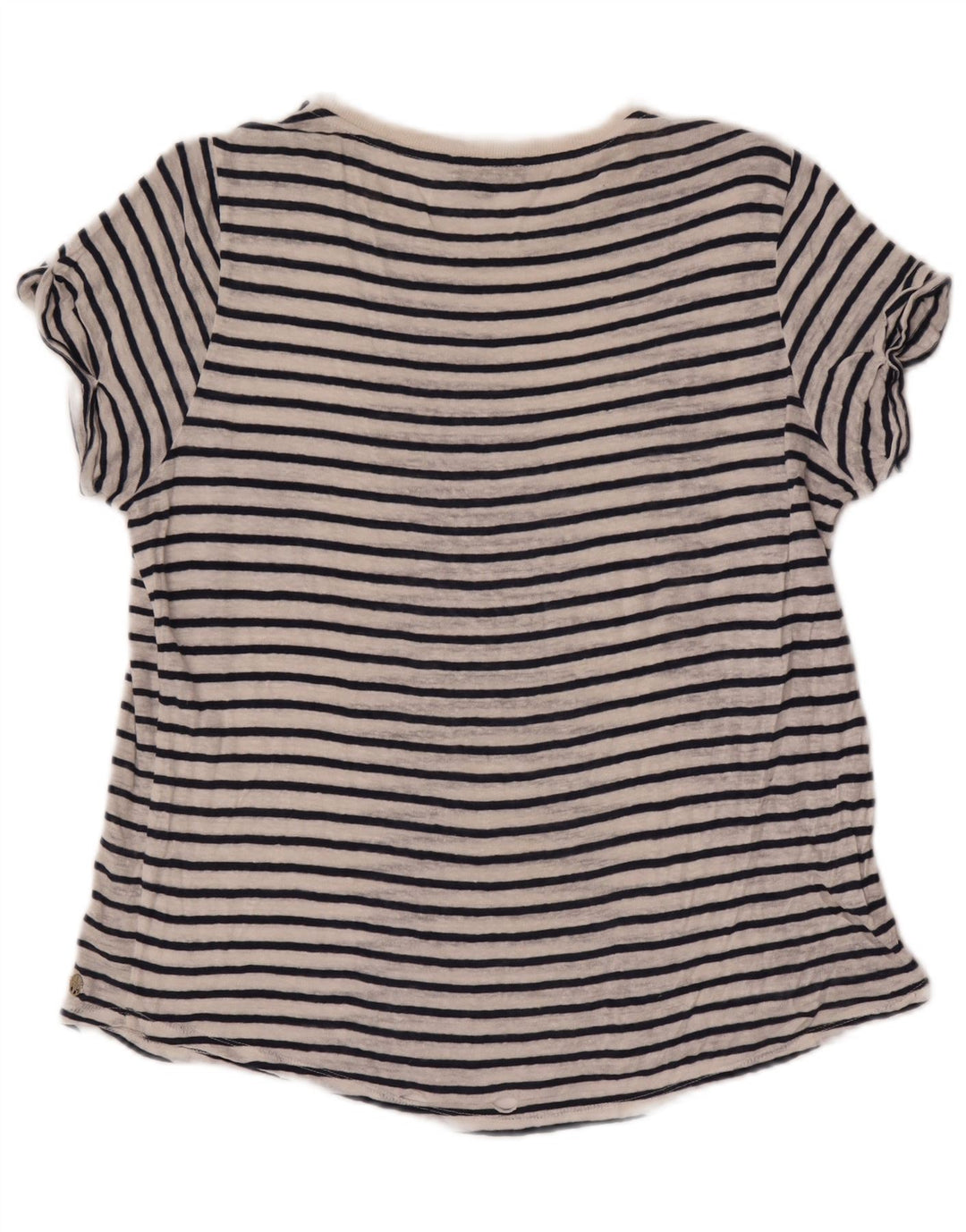 Massimo Dutti Camiseta Mujer Top UK 44 Mediano Blanco Rayas