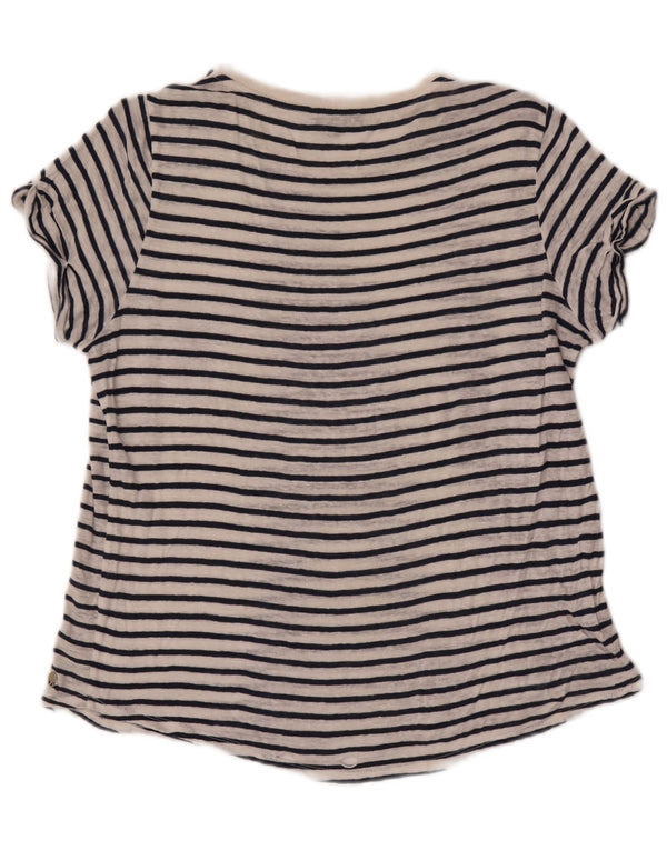 Massimo Dutti Camiseta Mujer Top UK 44 Mediano Blanco Rayas