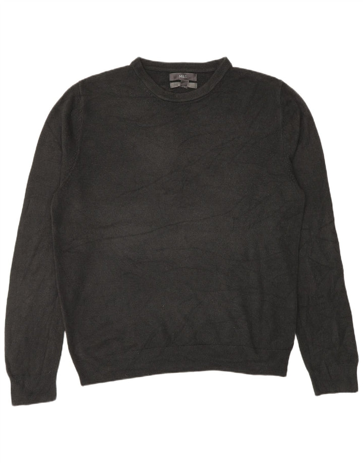 Marks & Spencer - Jersey de cuello redondo para hombre, talla grande, acrílico negro