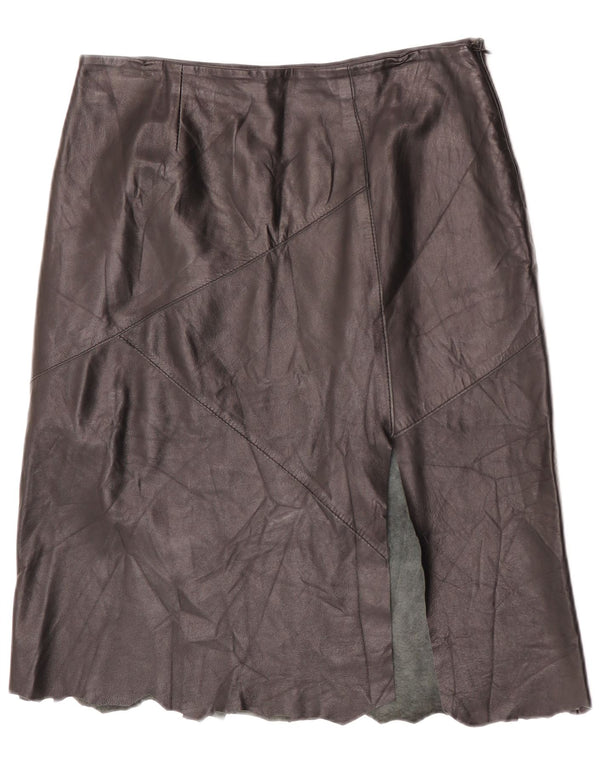 Falda de cuero vintage para mujer IT 48 XL W32 Cuero negro