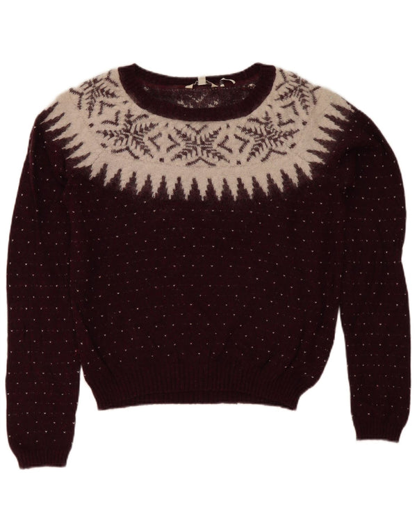 Suéter tipo jersey para mujer con cuello barco de Fat Face UK 42 Medio Borgoña Fair Isle