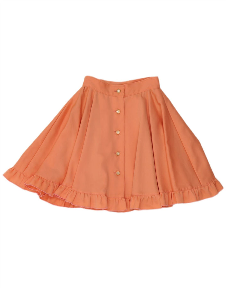VINTAGE Falda acampanada para mujer W24 XS Naranja