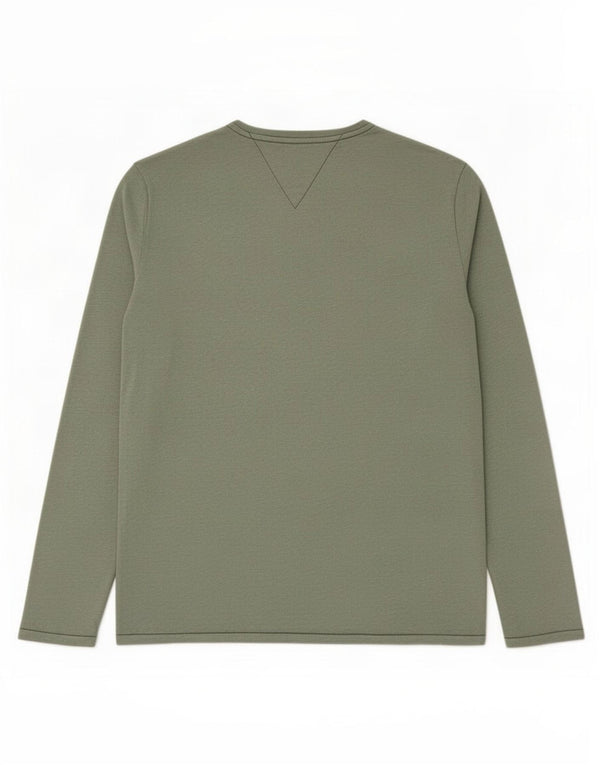 Tommy Hilfiger Camiseta de manga larga para hombre de algodón moteado gris grande