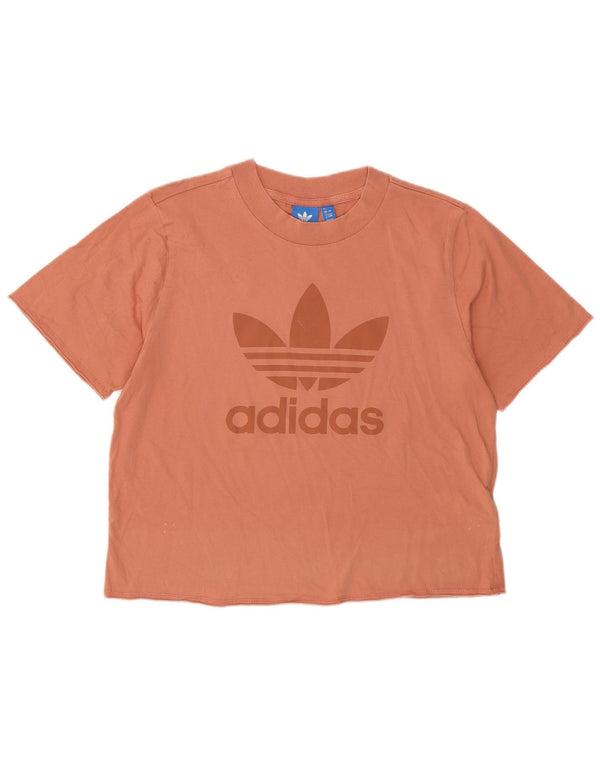 Adidas Mujer Crop Graphic Camiseta Top UK 8 Pequeño Algodón Rosa