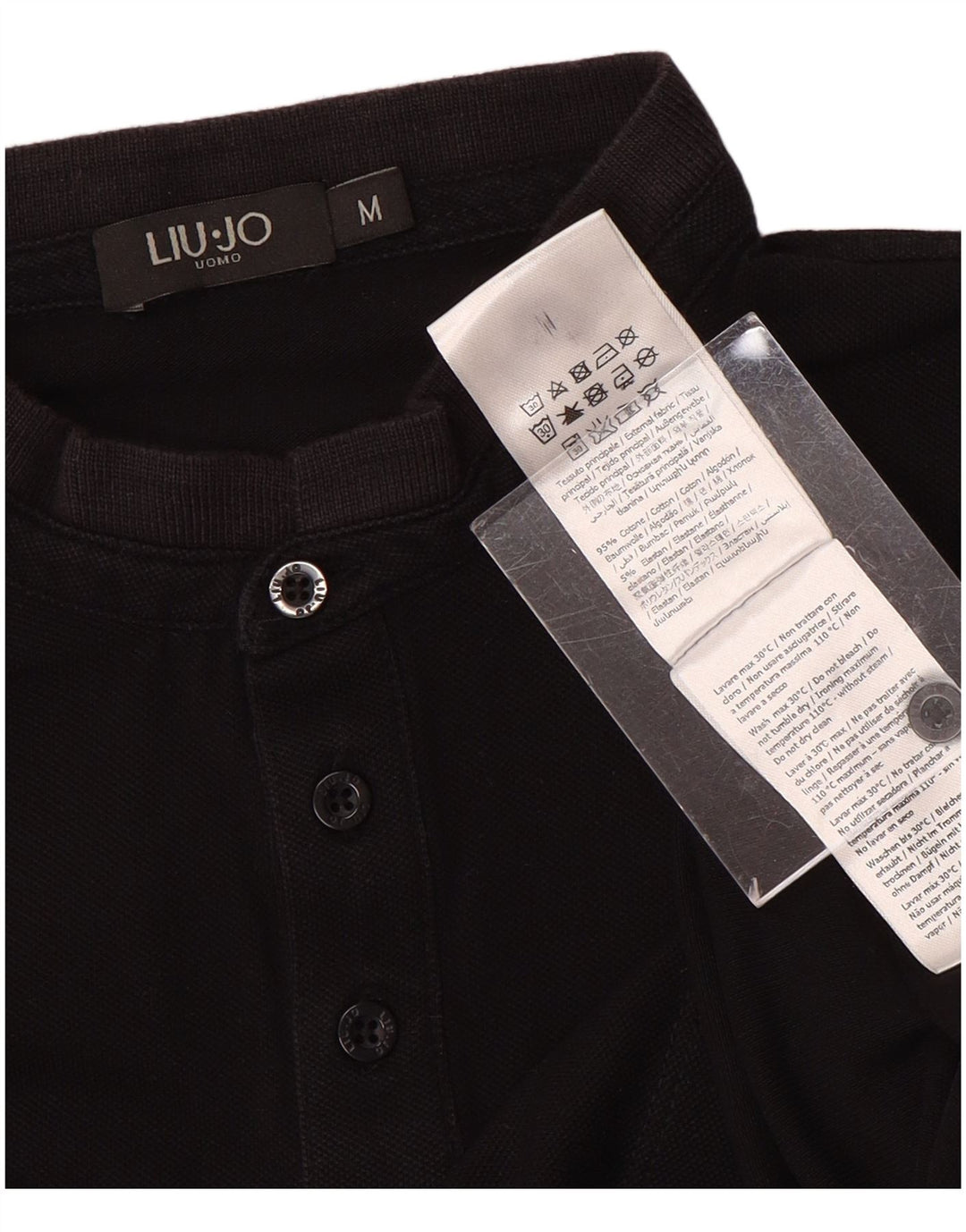 LIU JO Hombre Uomo Polo Medio Negro Algodón