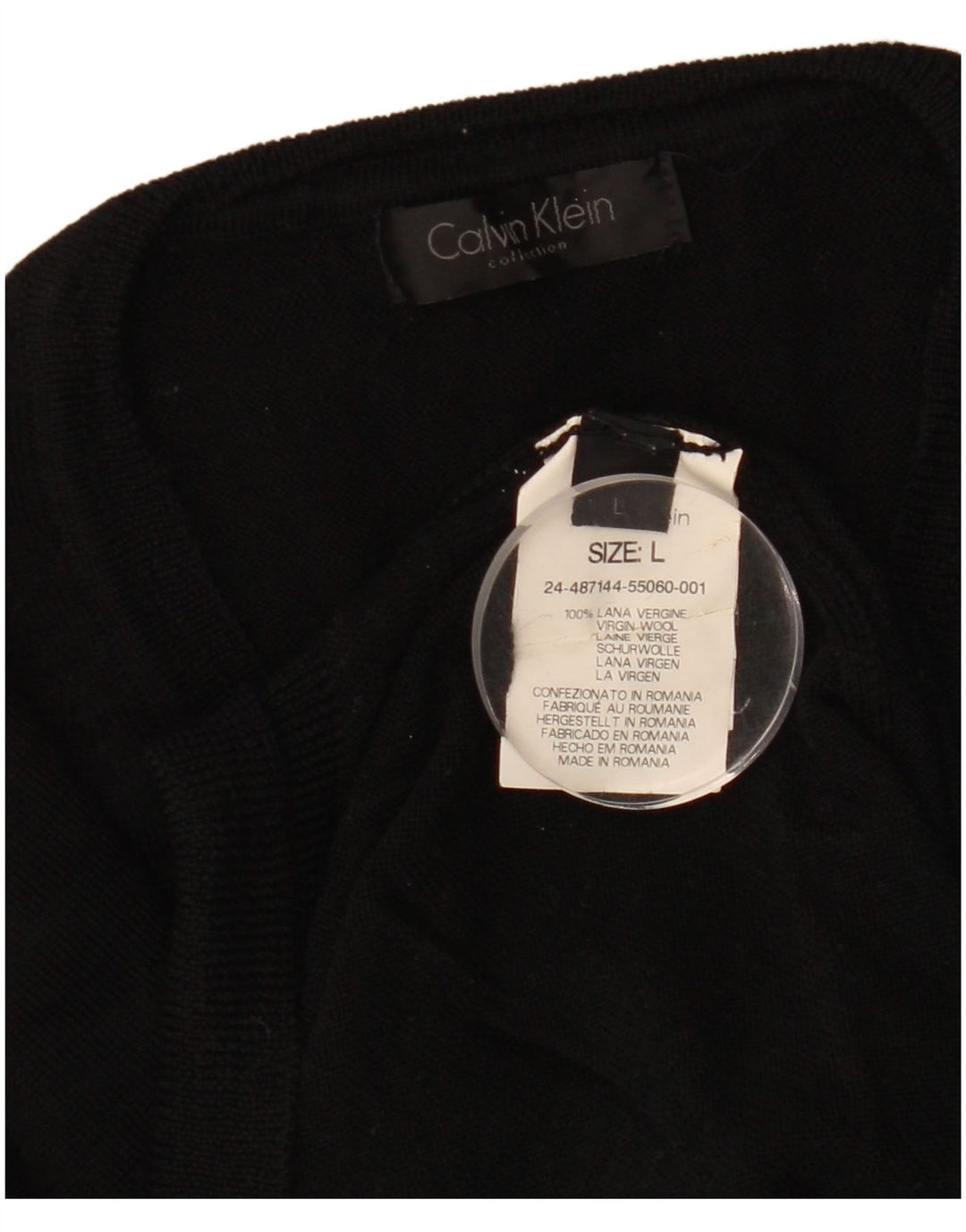 CALVIN KLEIN Jersey con cuello en V para hombre, talla grande, lana negra