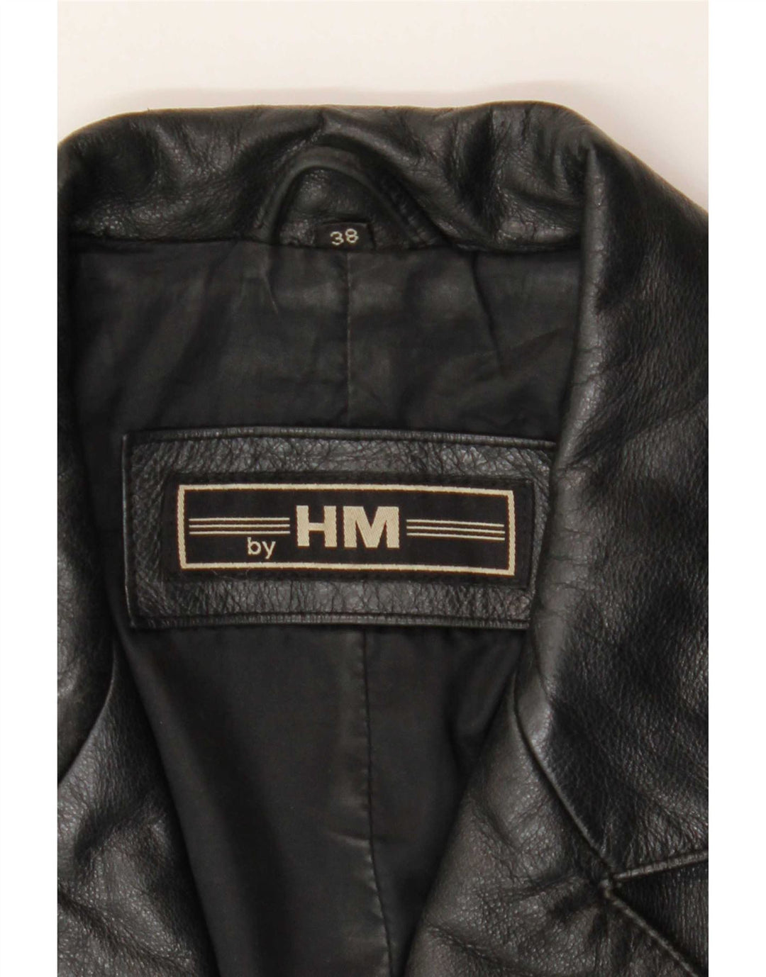 Vintage mujer cuero abrigo EU 38 medio negro