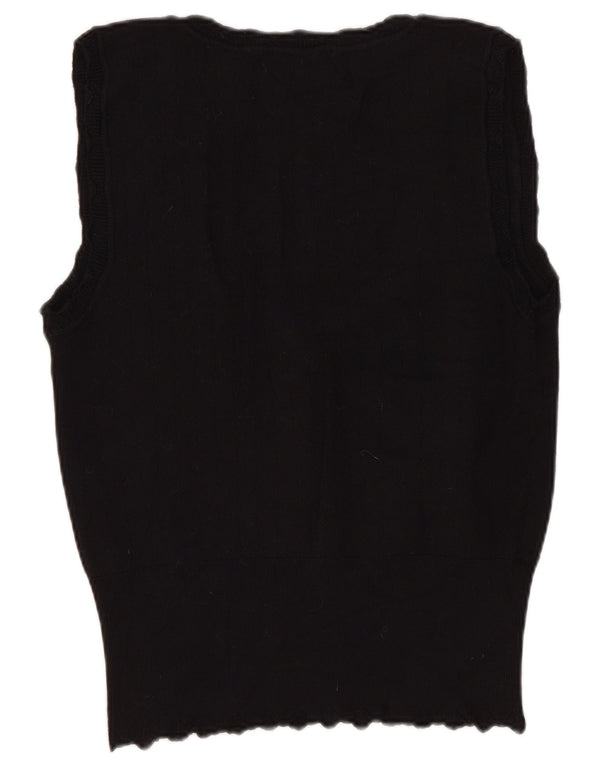 Zara Mujer Crop Vest Tank Top UK 40 Large Viscosa Negra