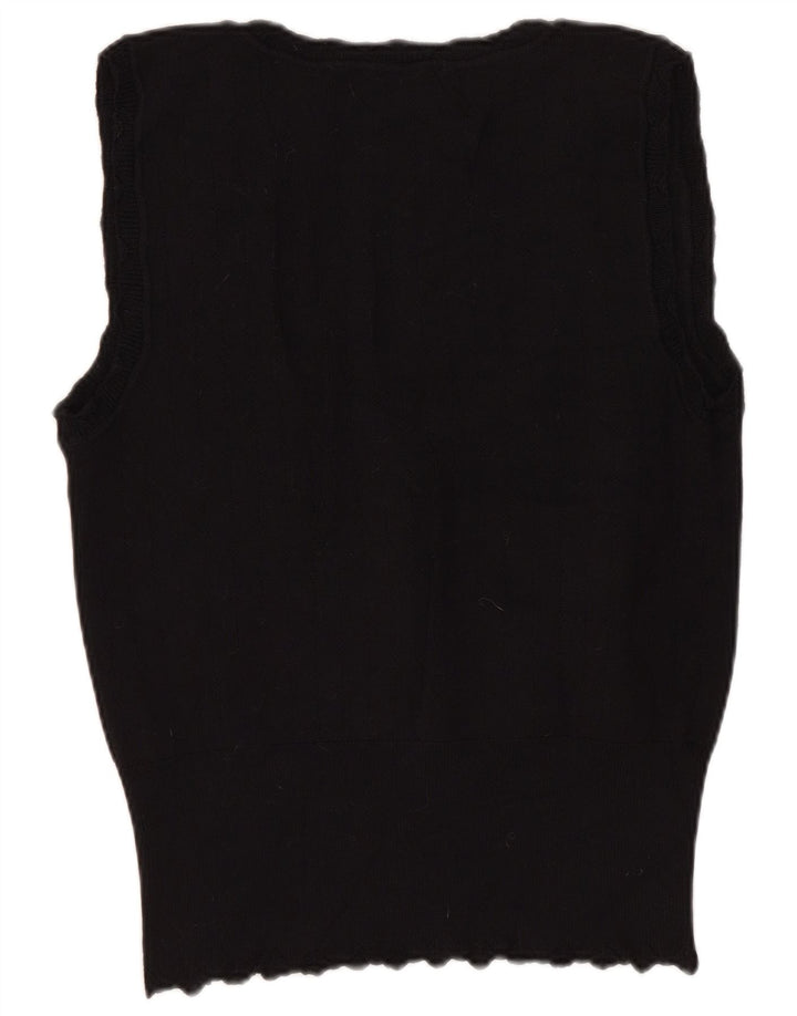 Zara Mujer Crop Vest Tank Top UK 40 Large Viscosa Negra