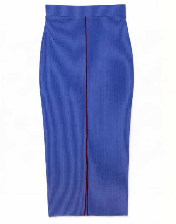 Zara Mujer Maxi Falda Lápiz Pequeña W26 Poliéster Azul