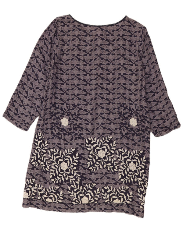 White Stuff Vestido recto de manga 3/4 para mujer UK 42 Algodón floral azul medio