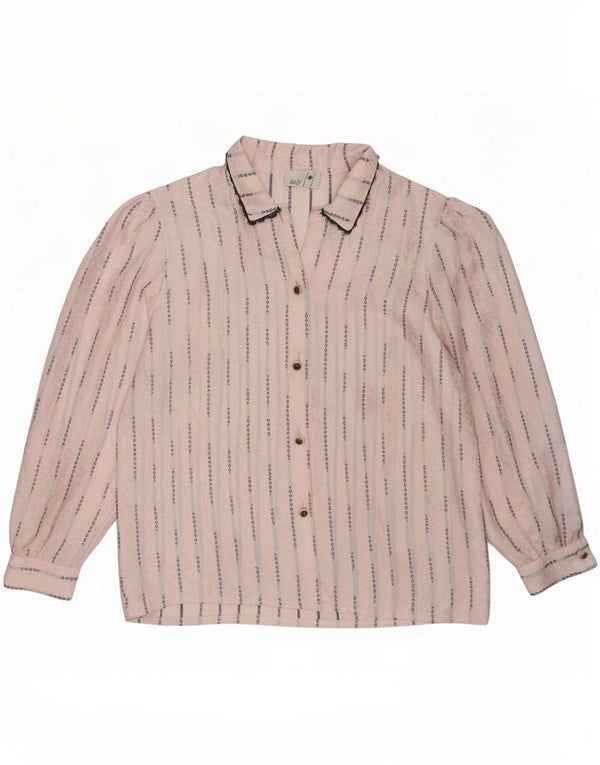 Vintage mujer camisa blusa Reino Unido 22 3XL poliéster geométrico rosa
