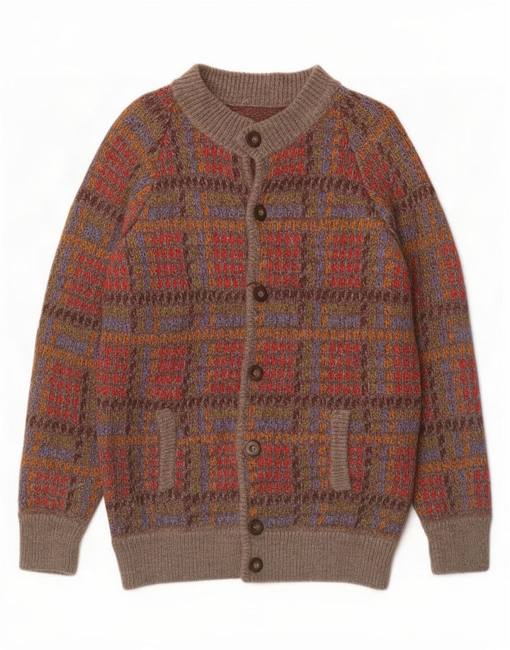Vintage hombres Cardigan suéter medio multicolor cheque