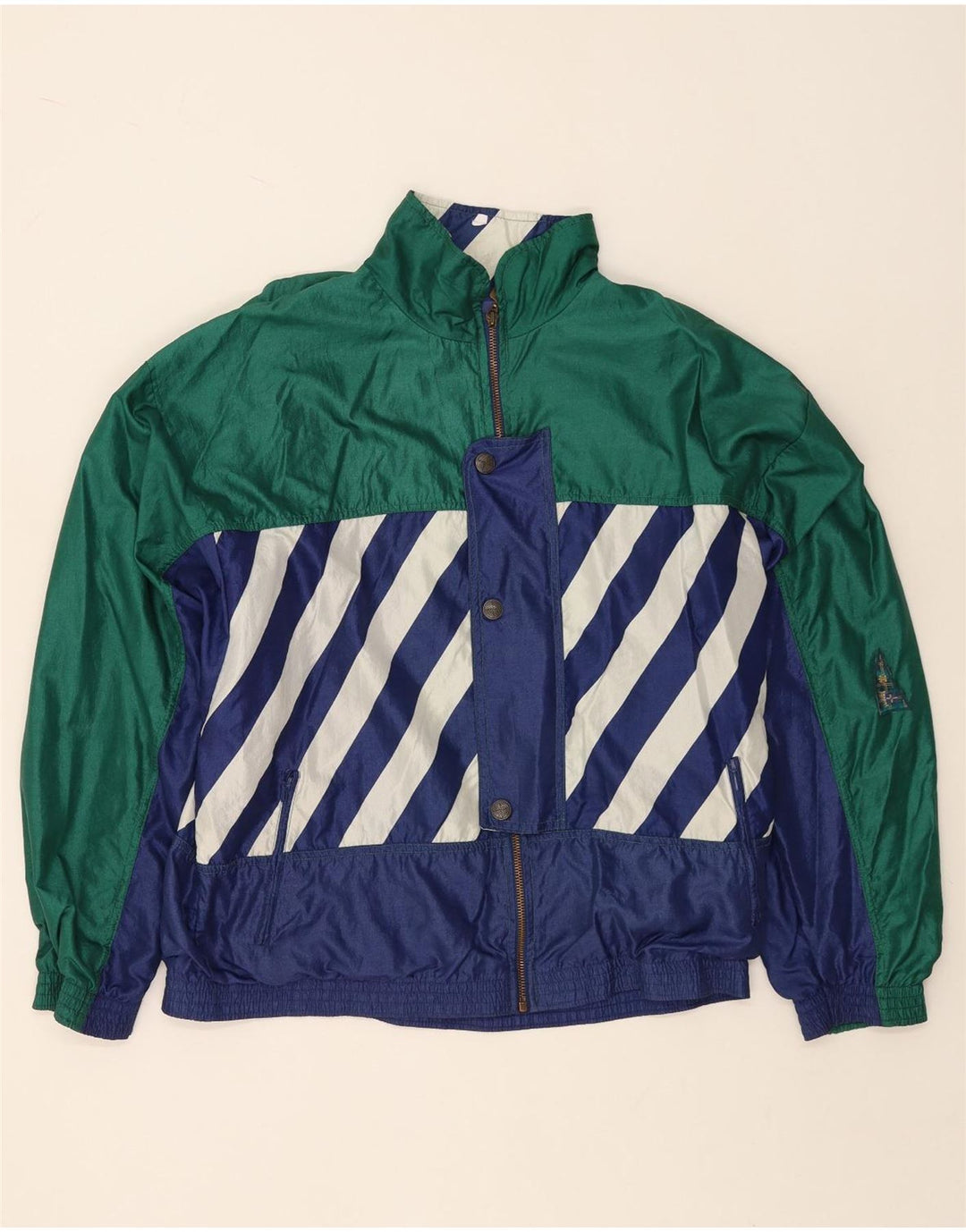 ATHLETA Chaqueta superior de chándal con gráfico para mujer UK 22 3XL Verde Colorblock