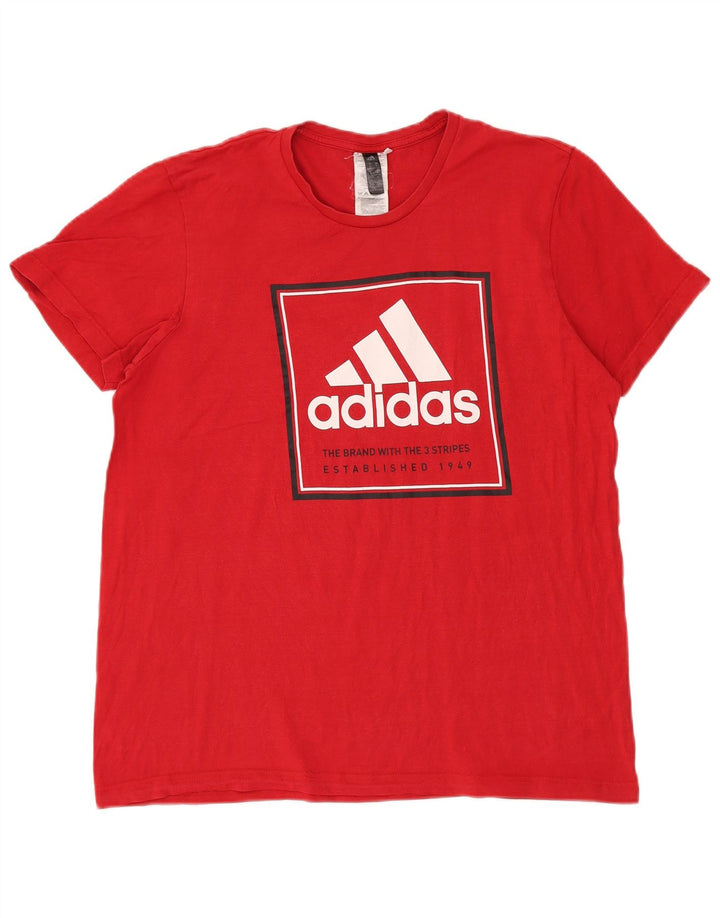 Adidas - Camiseta gráfica para hombre, color rojo medio, algodón