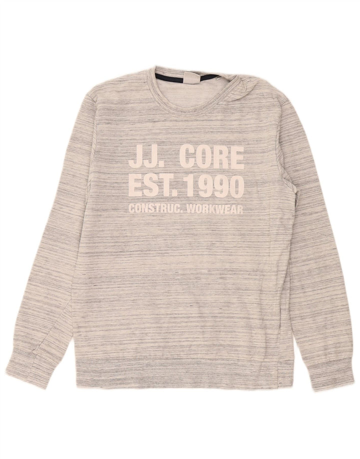 Jack & Jones Hombre Sudadera Gráfica Jumper De Algodón Moteado Gris Medio