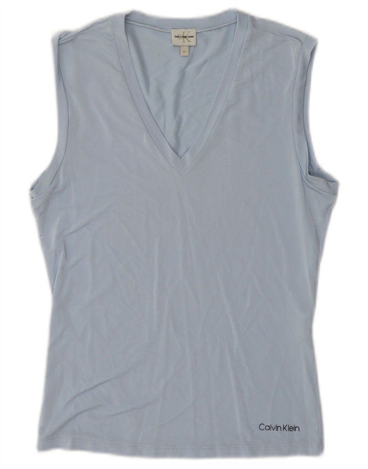Calvin Klein Jeans Chaleco para mujer Top UK 12 Viscosa azul medio